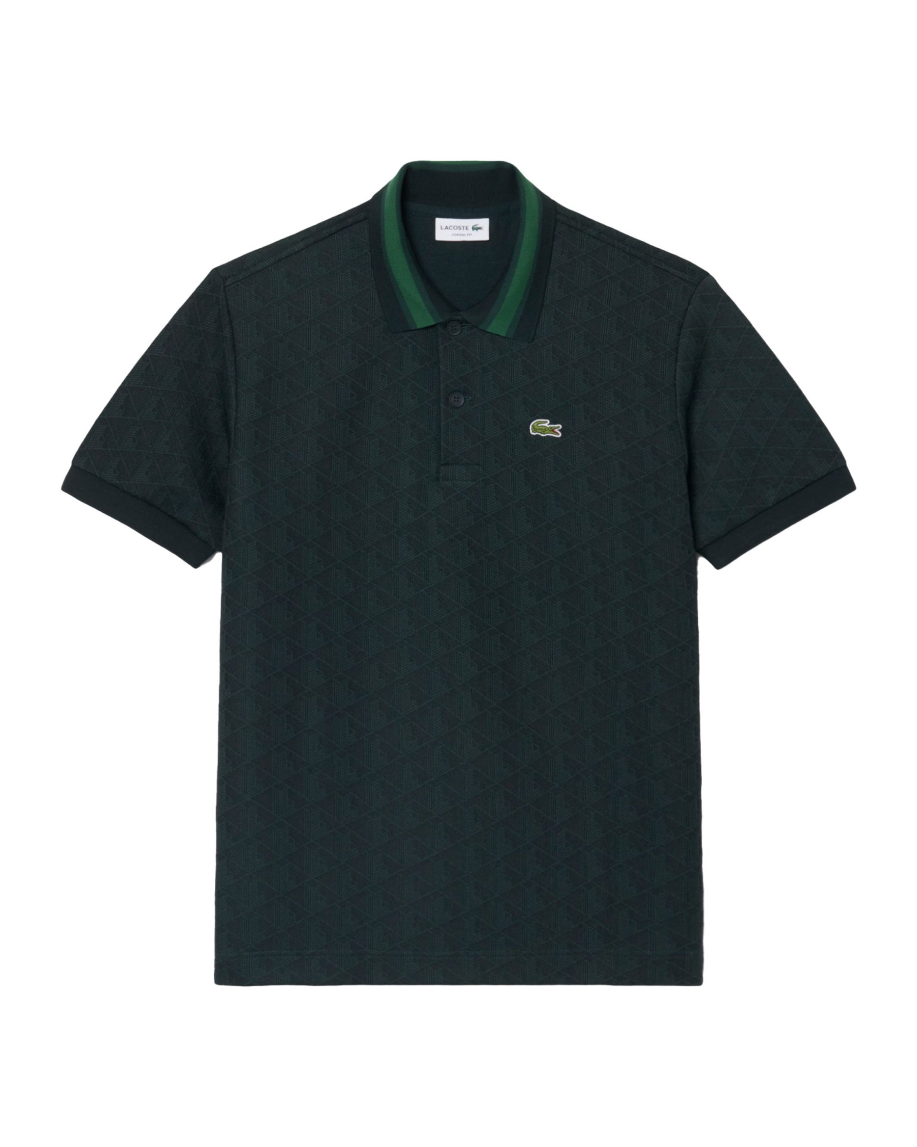 Polo Uomo Lacoste Monogramma Verde Scuro