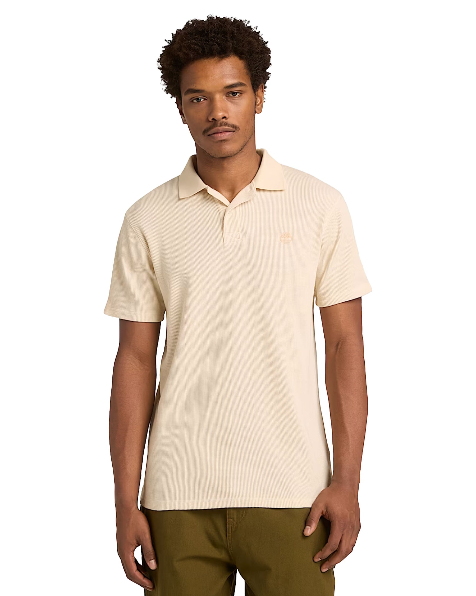 Timberland Men's Polo Wharf River Waffle Short Sleeve Angora