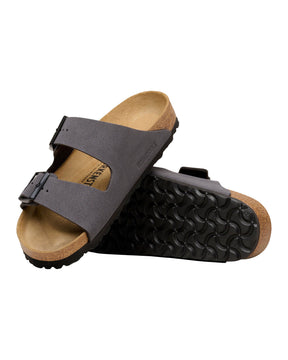 Sandals Birkenstock Arizona Velvet Gray Birkibuc Narrow Fit
