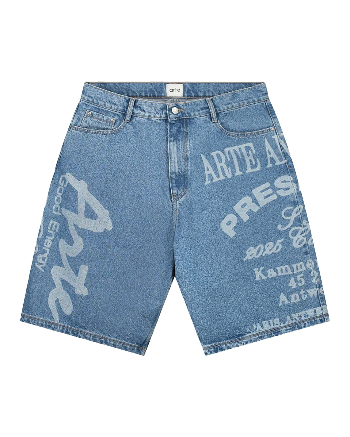 Short Arte Antwerp Two Prints Denim Shorts Denim Bleach
