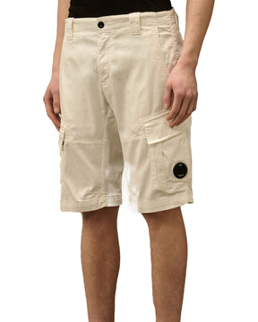 Short Uomo CP Company Sateen Stretch Cargo Short Gauze White
