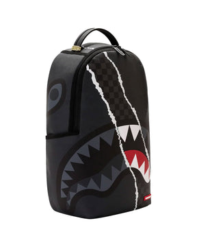 Sprayground Center Rip Revealing Gray Check Backpack Black