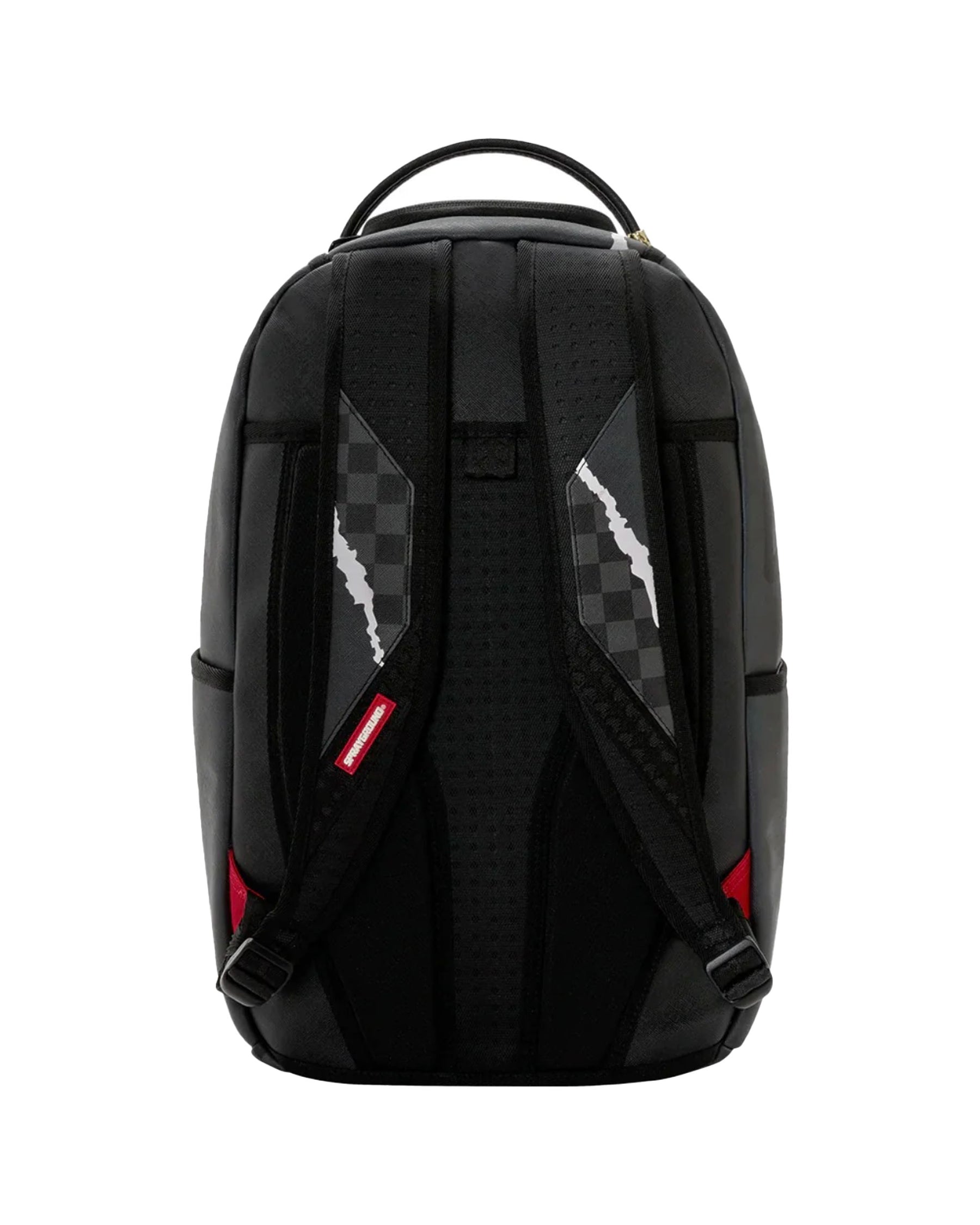 Sprayground Center Rip Revealing Gray Check Backpack Black