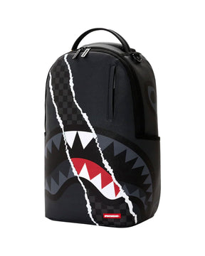 Sprayground Center Rip Revealing Gray Check Backpack Black