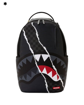 Sprayground Center Rip Revealing Gray Check Backpack Black