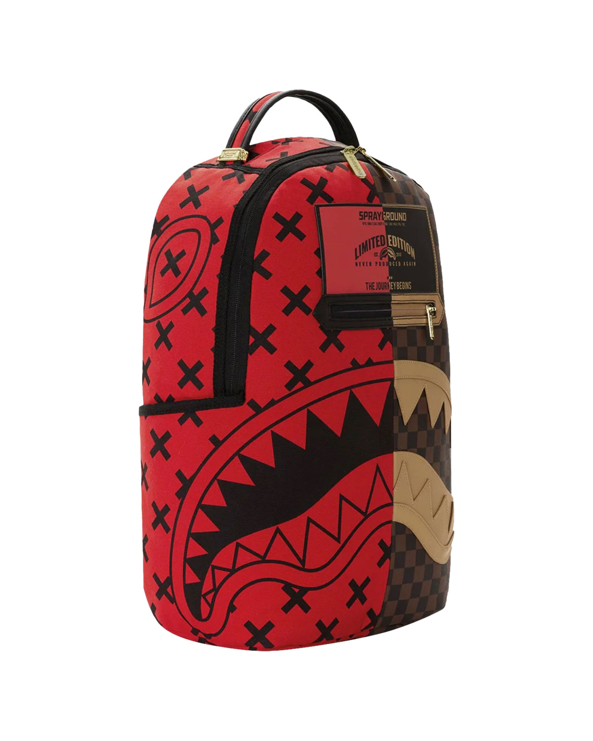 Sprayground Reverse Half Split Backpack Brown Red