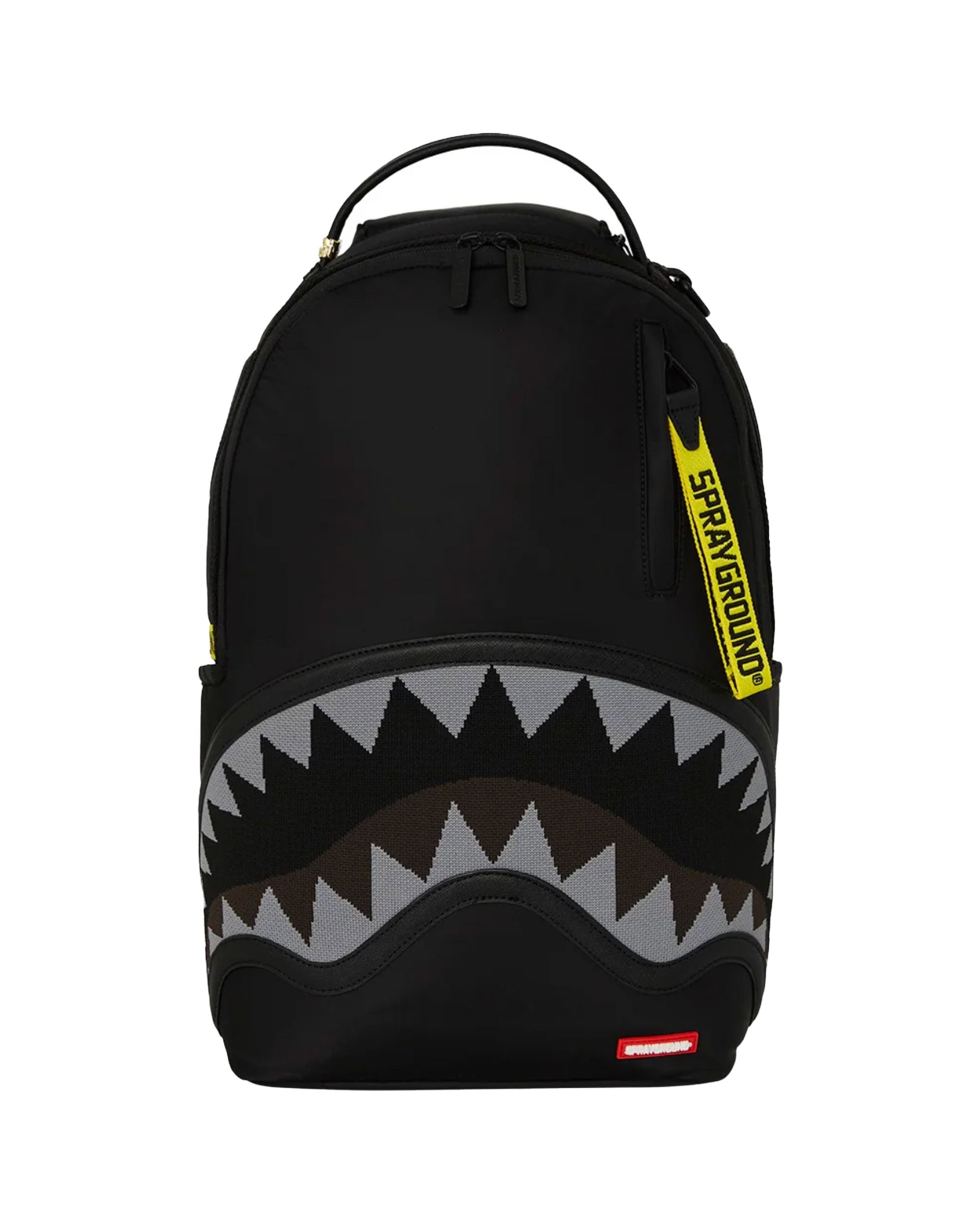 Sprayground Shark Central Yellow Tape Dlx Satin Backpack