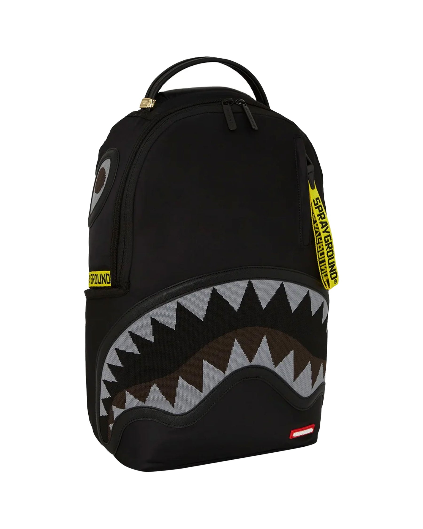 Sprayground Shark Central Yellow Tape Dlx Satin Backpack