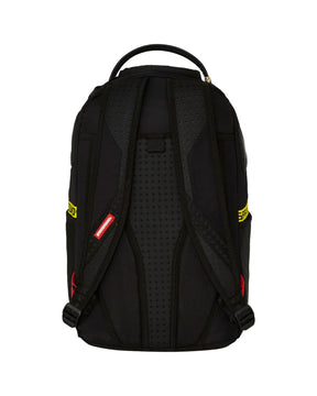 Sprayground Shark Central Yellow Tape Dlx Satin Backpack