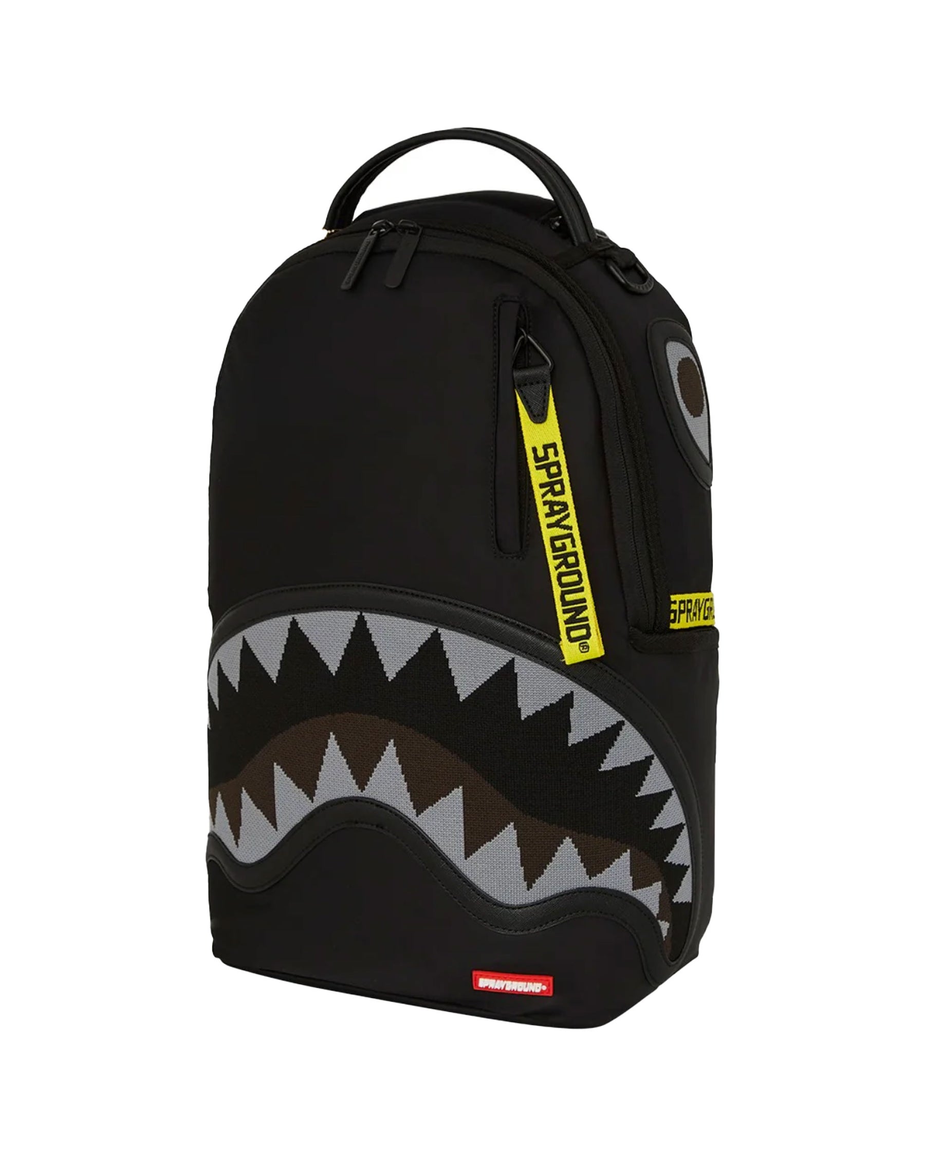 Sprayground Shark Central Yellow Tape Dlx Satin Backpack