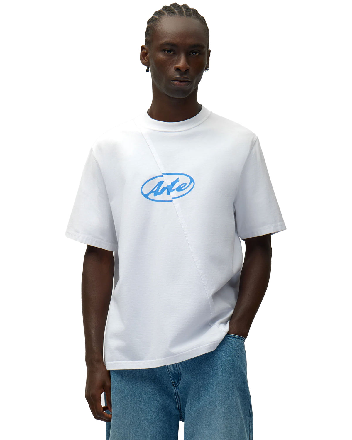 T-Shirt Arte Antwerp Circle Logo Bianco Celeste