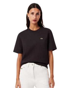 T-Shirt Donna Lacoste Relaxed Basic Logo Marrone