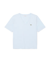 T-Shirt Donna Lacoste Scollo V Celeste