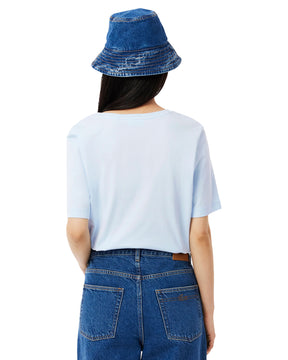 T-Shirt Donna Lacoste Scollo V Celeste