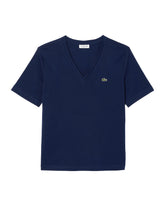 Lacoste Women's V-Neck Blue T-Shirt