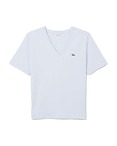 T-Shirt Donna Lacoste Scollo a V Celeste