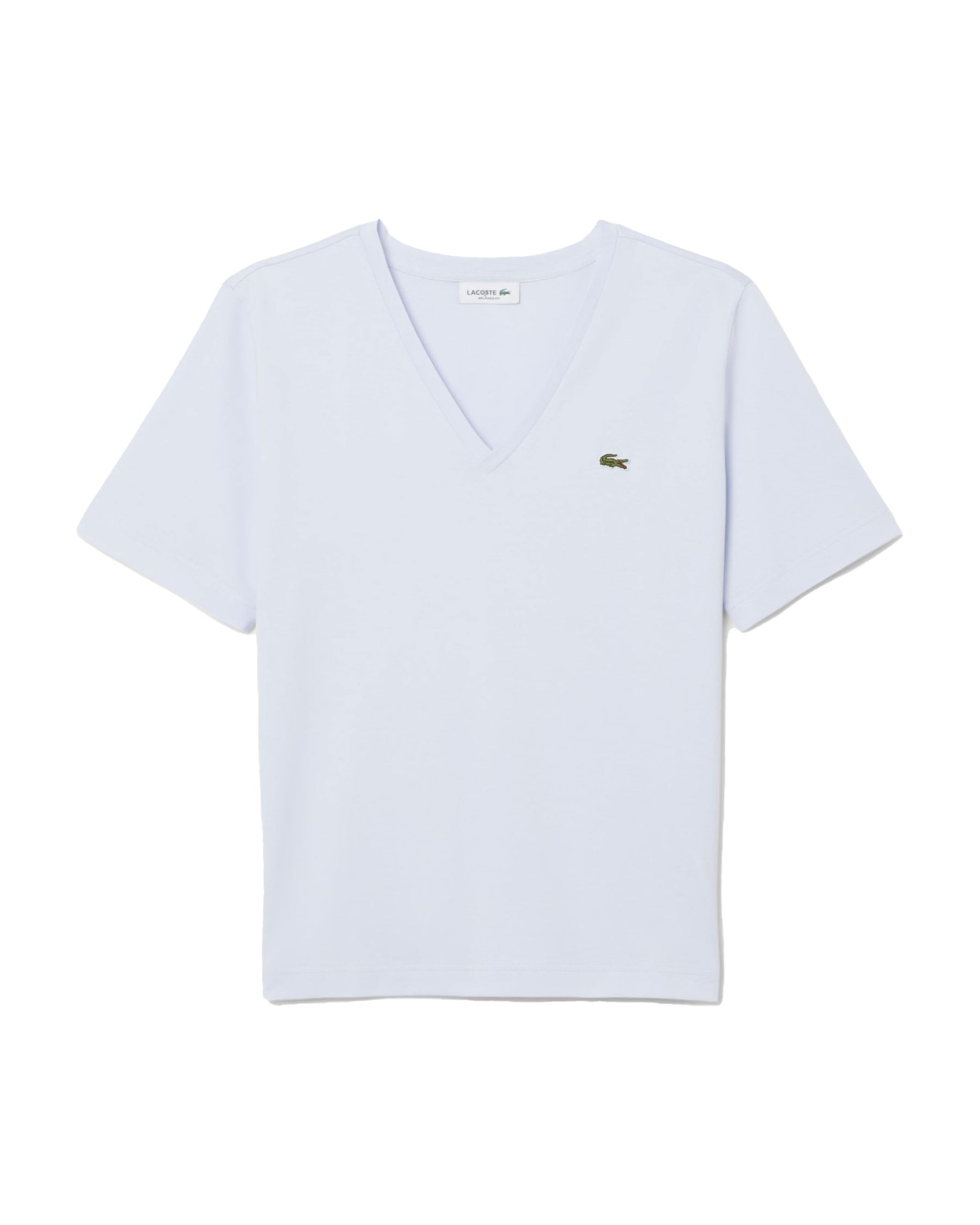 T-Shirt Donna Lacoste Scollo a V Celeste