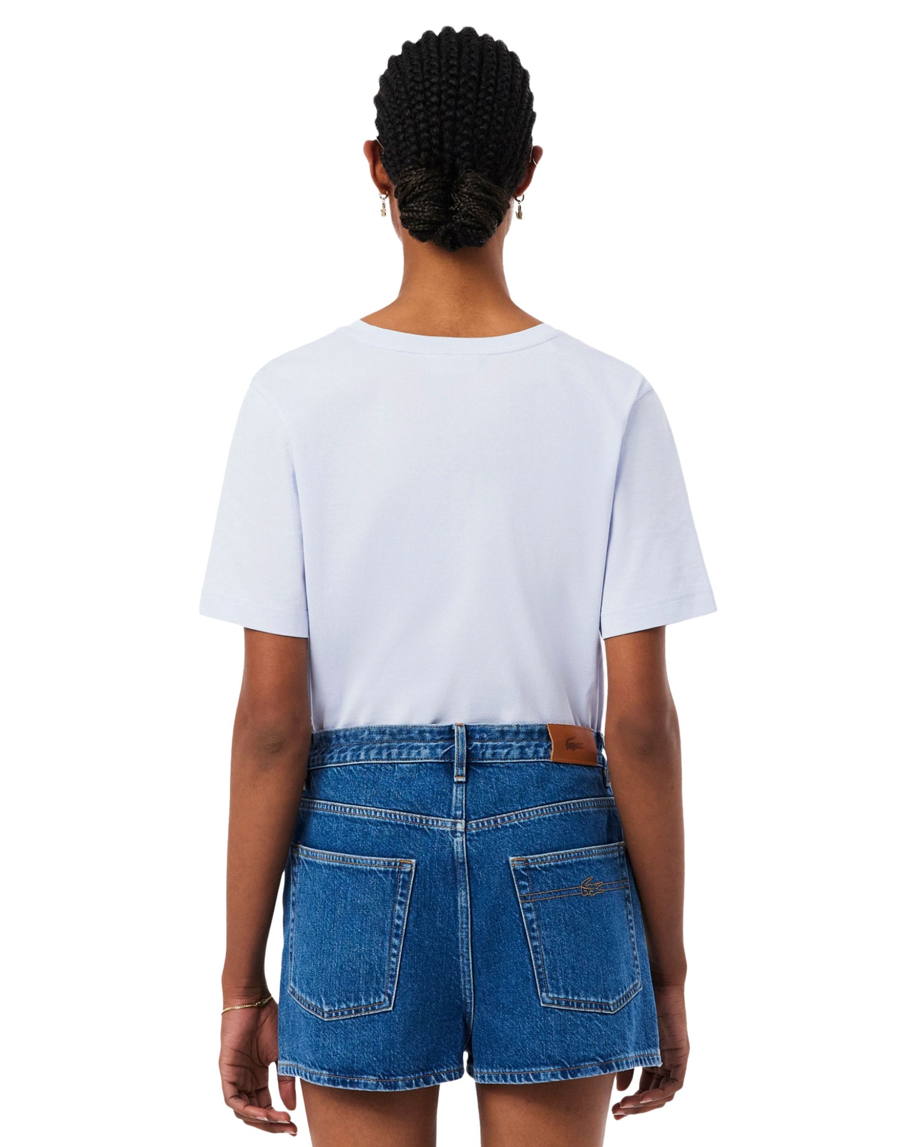 T-Shirt Donna Lacoste Scollo a V Celeste