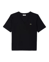 T-Shirt Donna Lacoste Scollo a V Nera