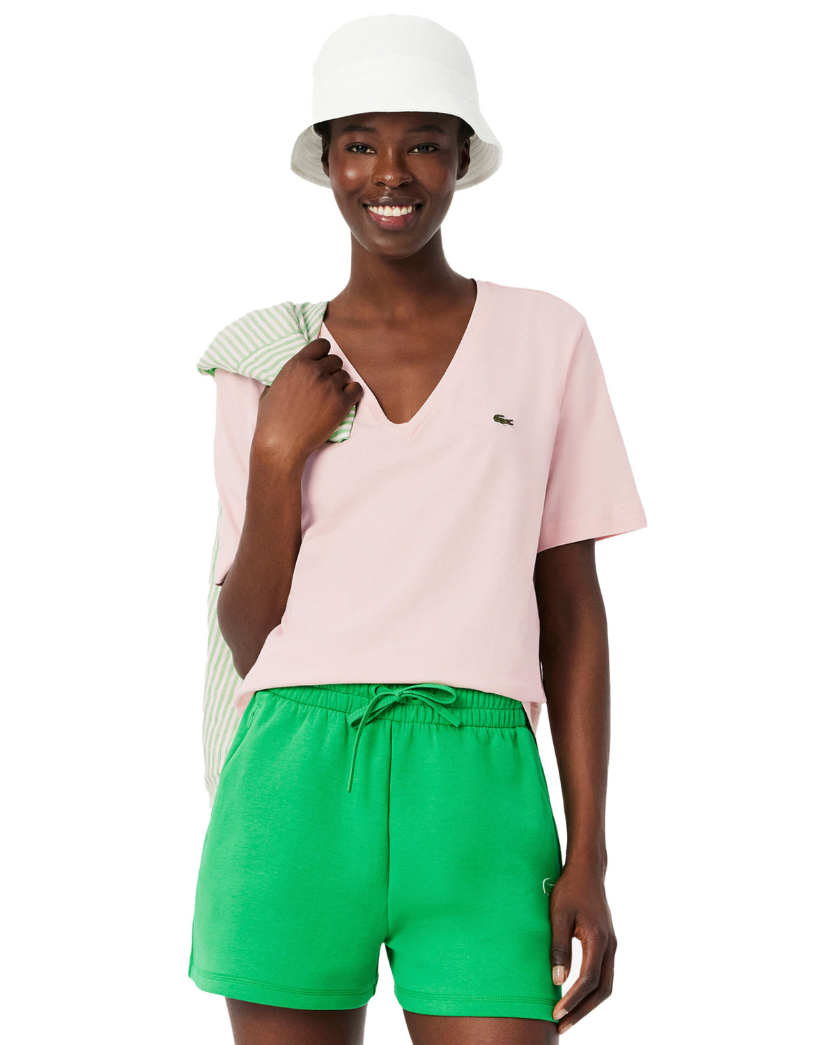 T-Shirt Donna Scollo V Rosa