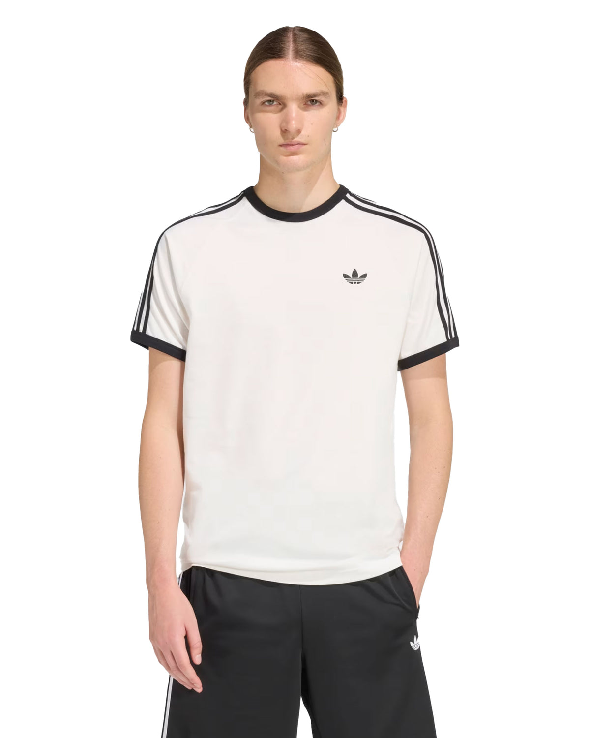 T-Shirt Uomo Adidas 3 Stripe Bianco Nero