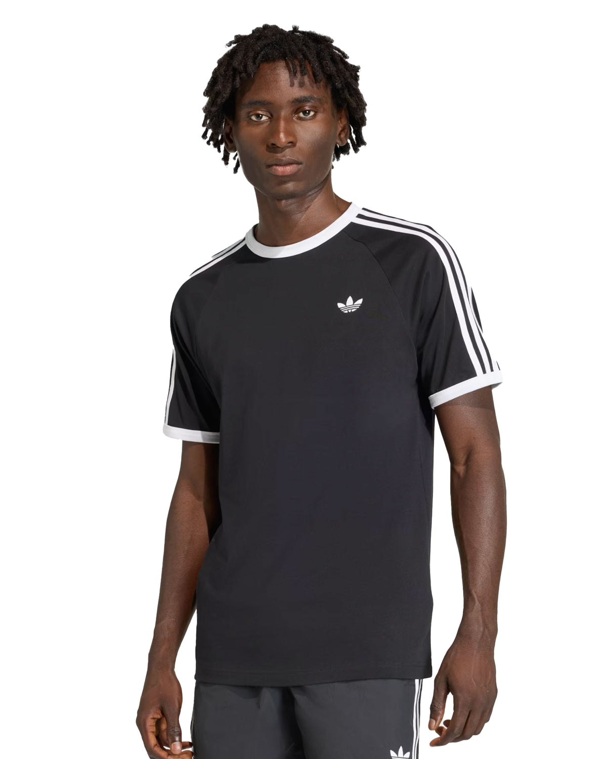 T-Shirt Uomo Adidas 3 Stripe Nero Bianco