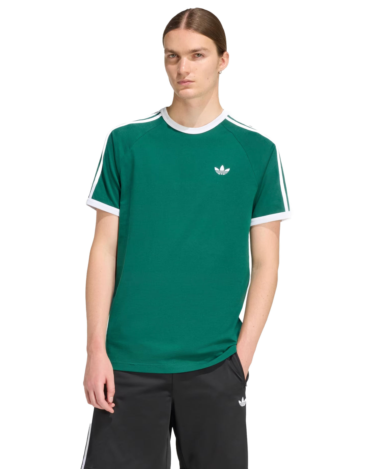 T-Shirt Uomo Adidas 3 Stripe Verde Bianco
