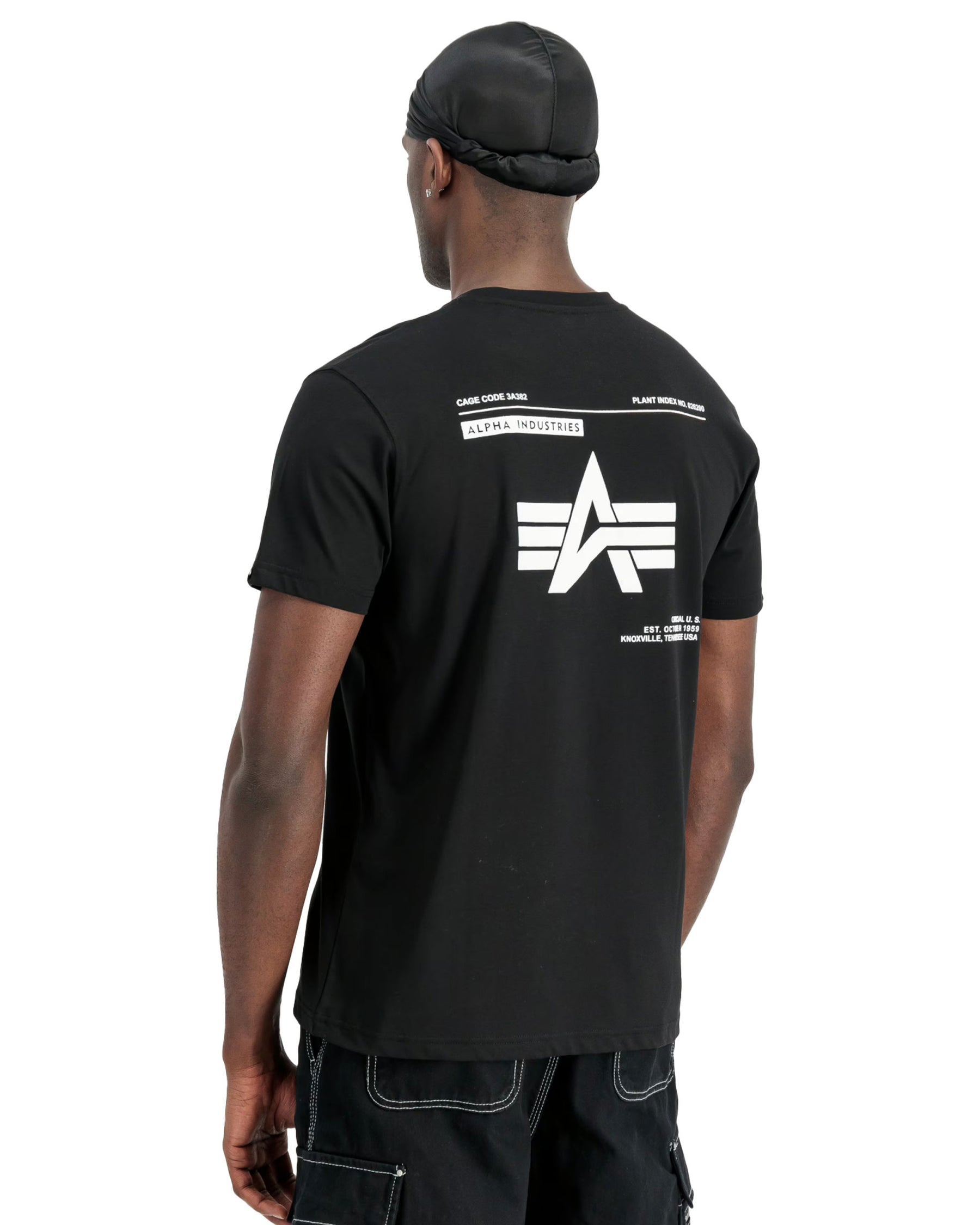 T-Shirt Uomo Alpha Industries Label Backprint Nero
