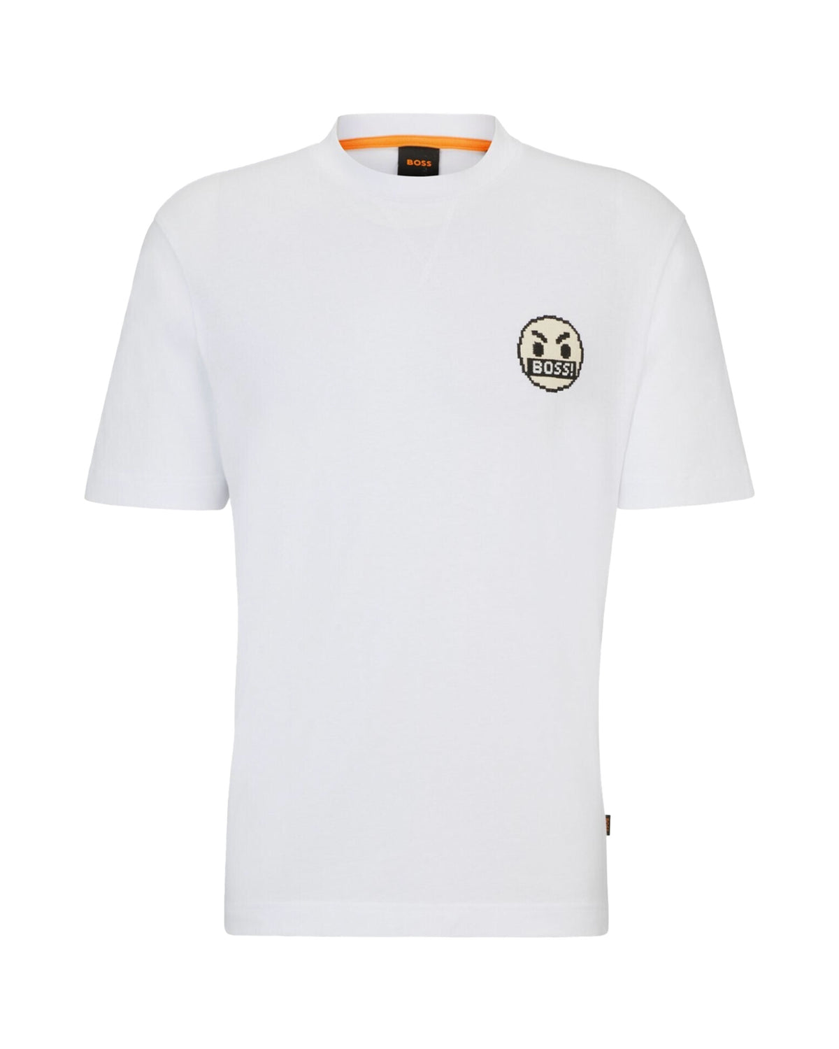 T-Shirt Uomo Boss Teglitchlogo Bianco