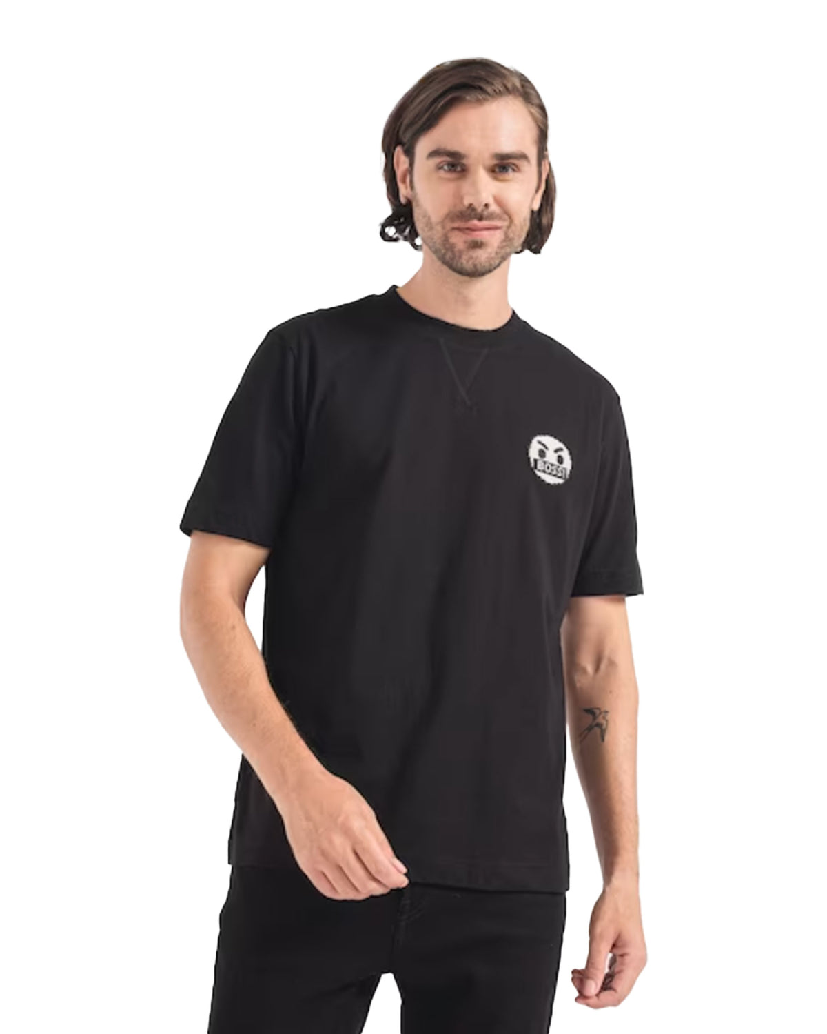 Man Tee Boss Teglitchlogo Black