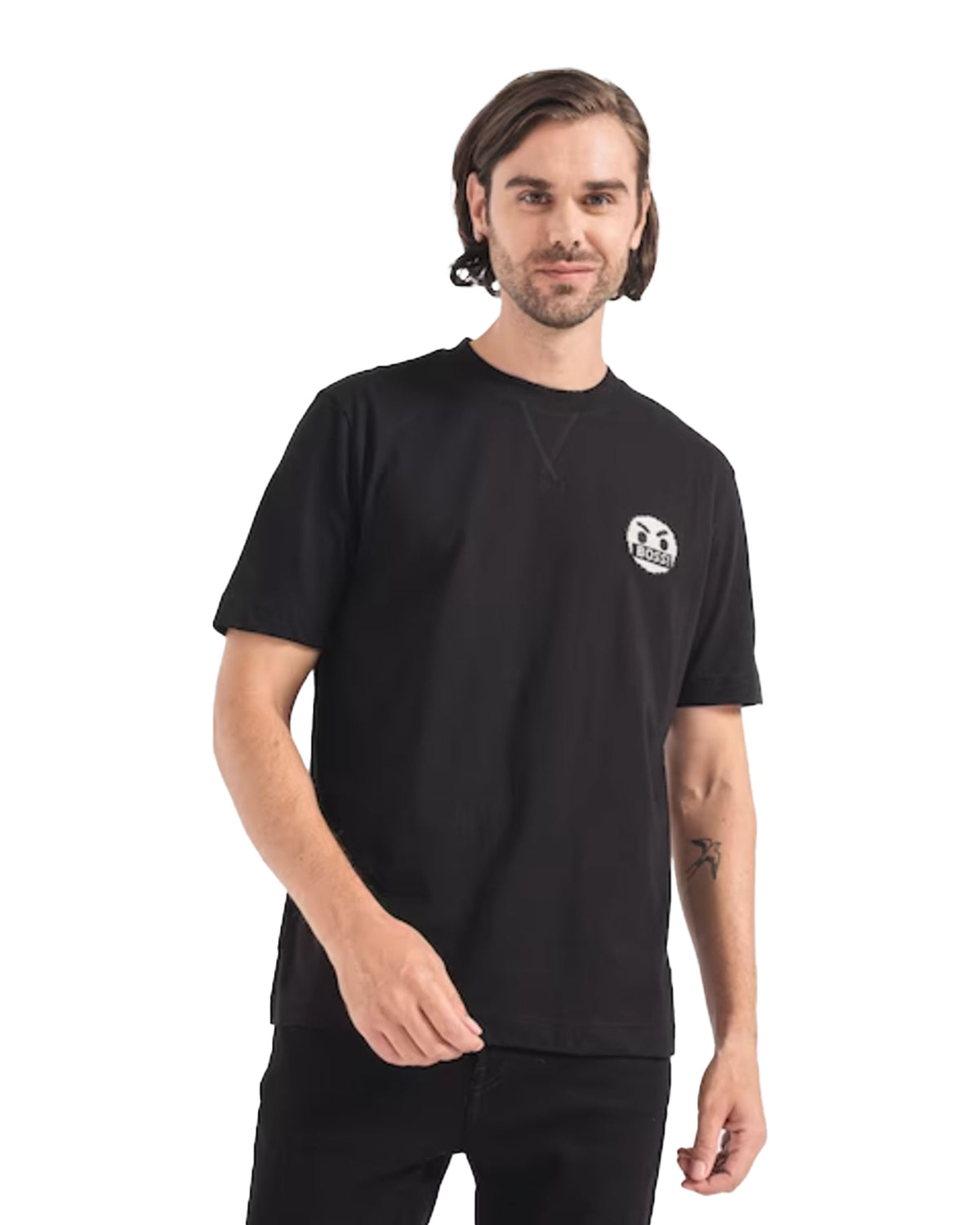 T-Shirt Uomo Boss Teglitchlogo Nero