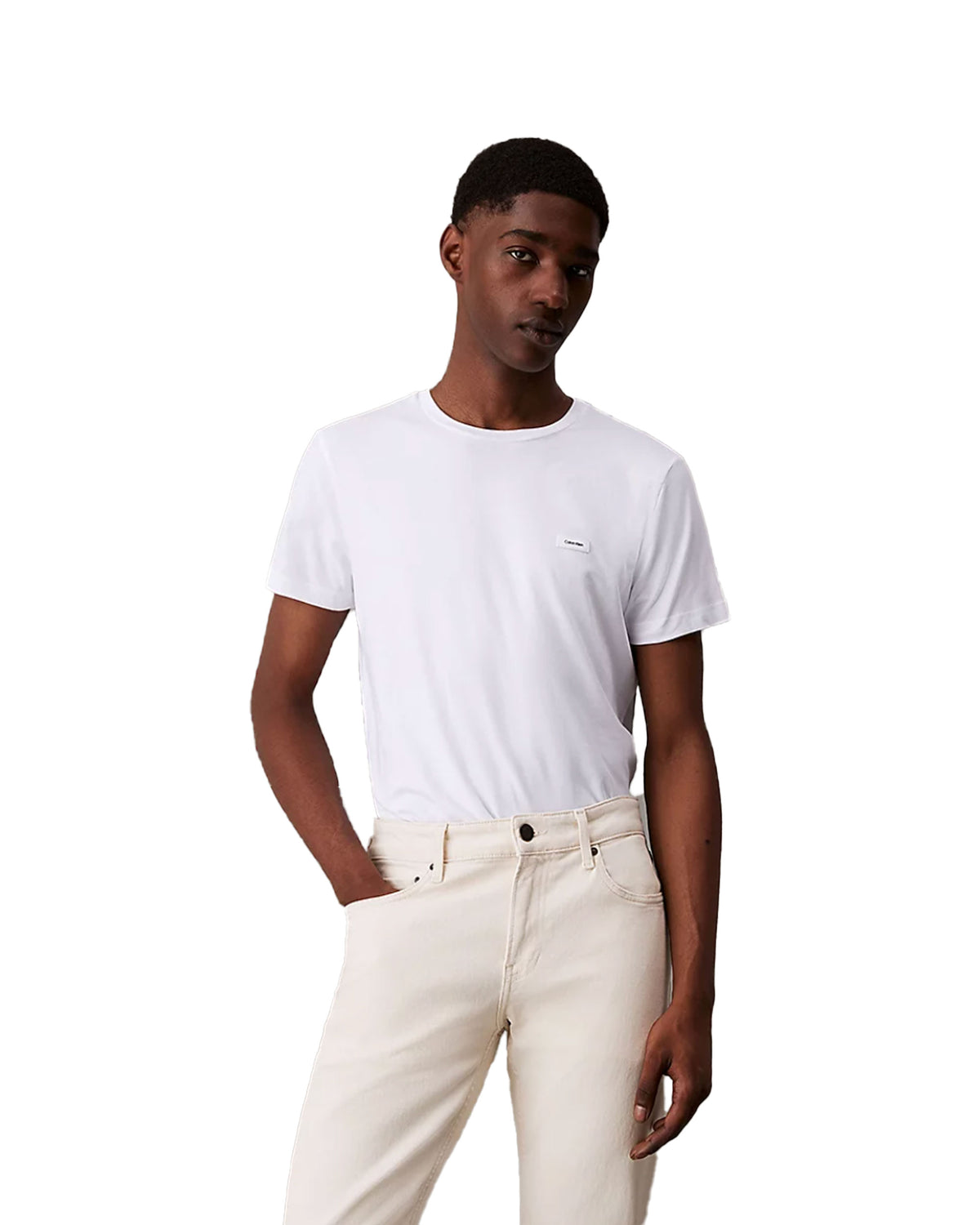 Man Tee Calvin Klein Stretch Slim Fit White