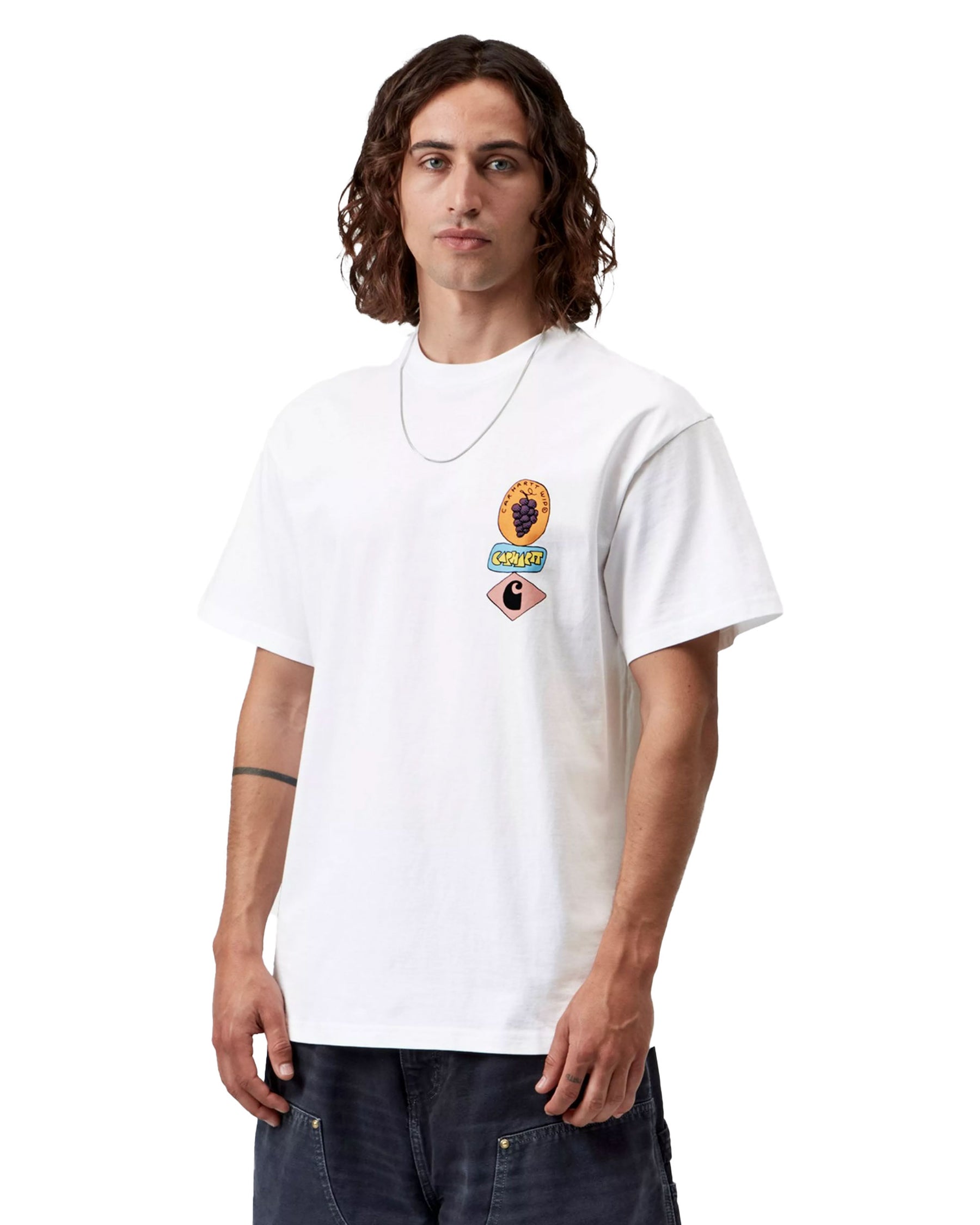T-Shirt Uomo Carhartt Wip Stacked Grapes Bianca