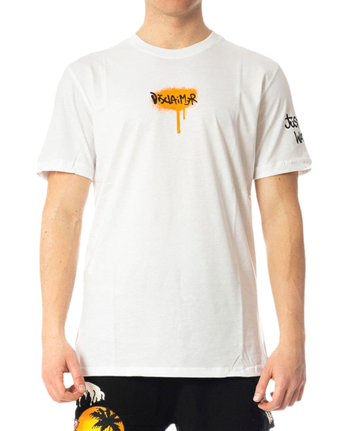 Man Tee Disclaimer Back Logo White