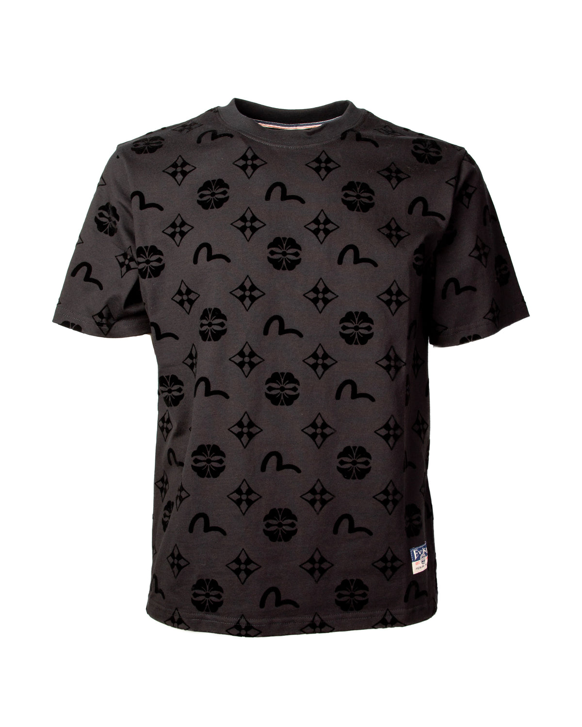 T-Shirt Uomo Evisu Flocking Kamon Aop Nero