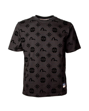 T-Shirt Uomo Evisu Flocking Kamon Aop Nero