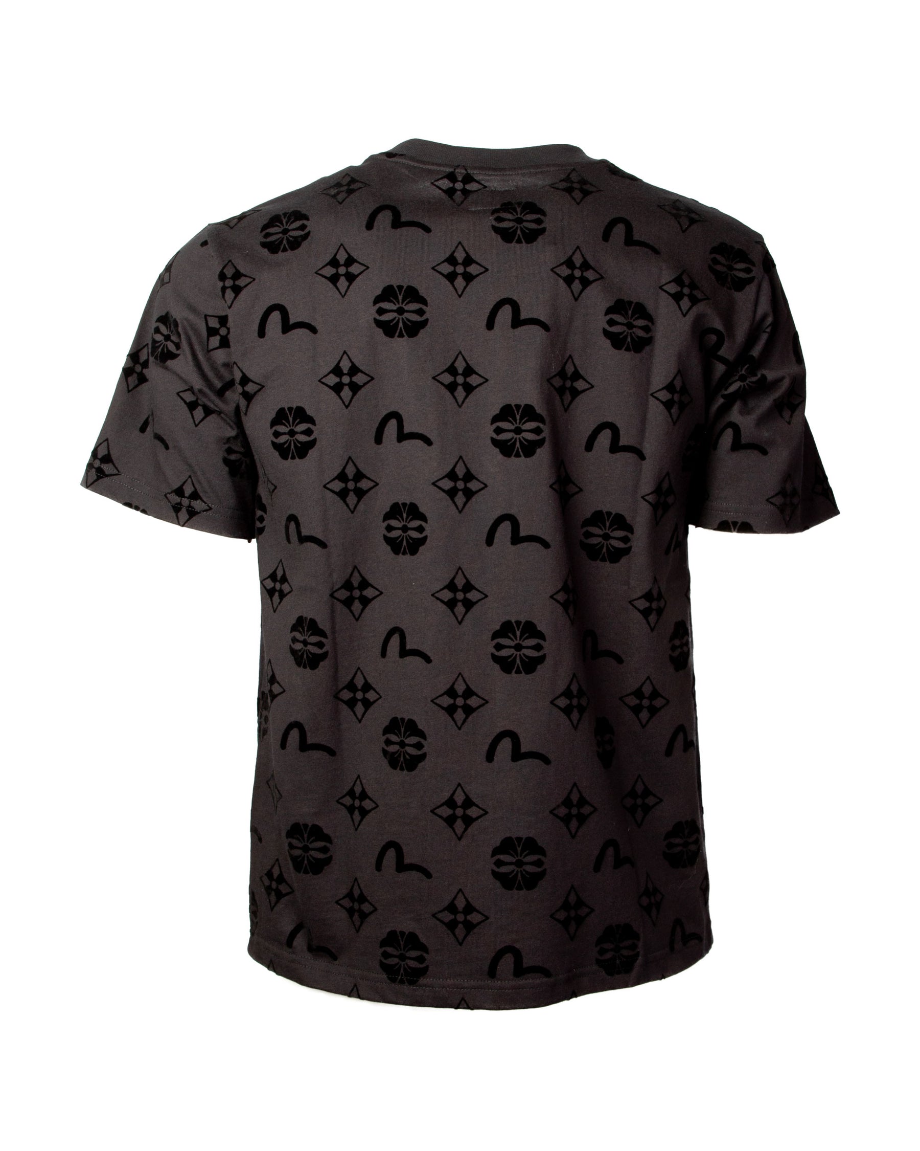 T-Shirt Uomo Evisu Flocking Kamon Aop Nero