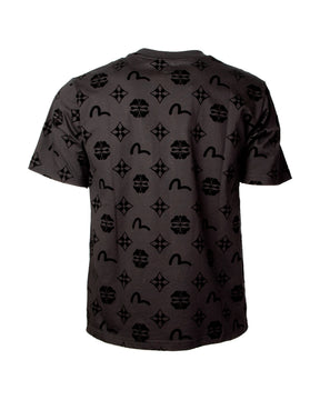 T-Shirt Uomo Evisu Flocking Kamon Aop Nero