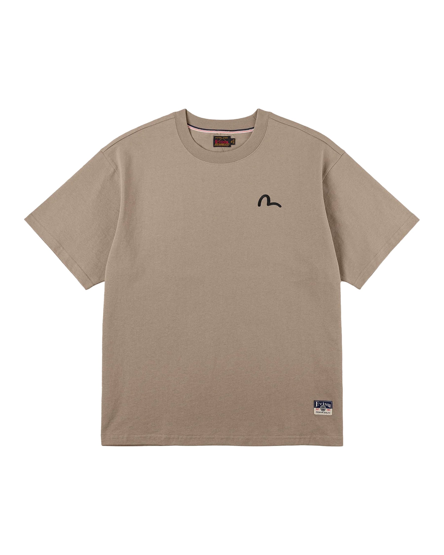 T-Shirt Uomo Evisu Seagull Embroidery Taupe Beige