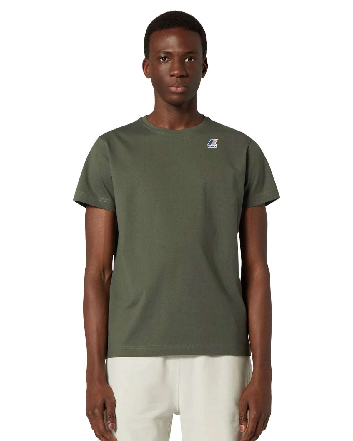 T-Shirt Uomo K-Way Le Vrai Edouard Verde Militare