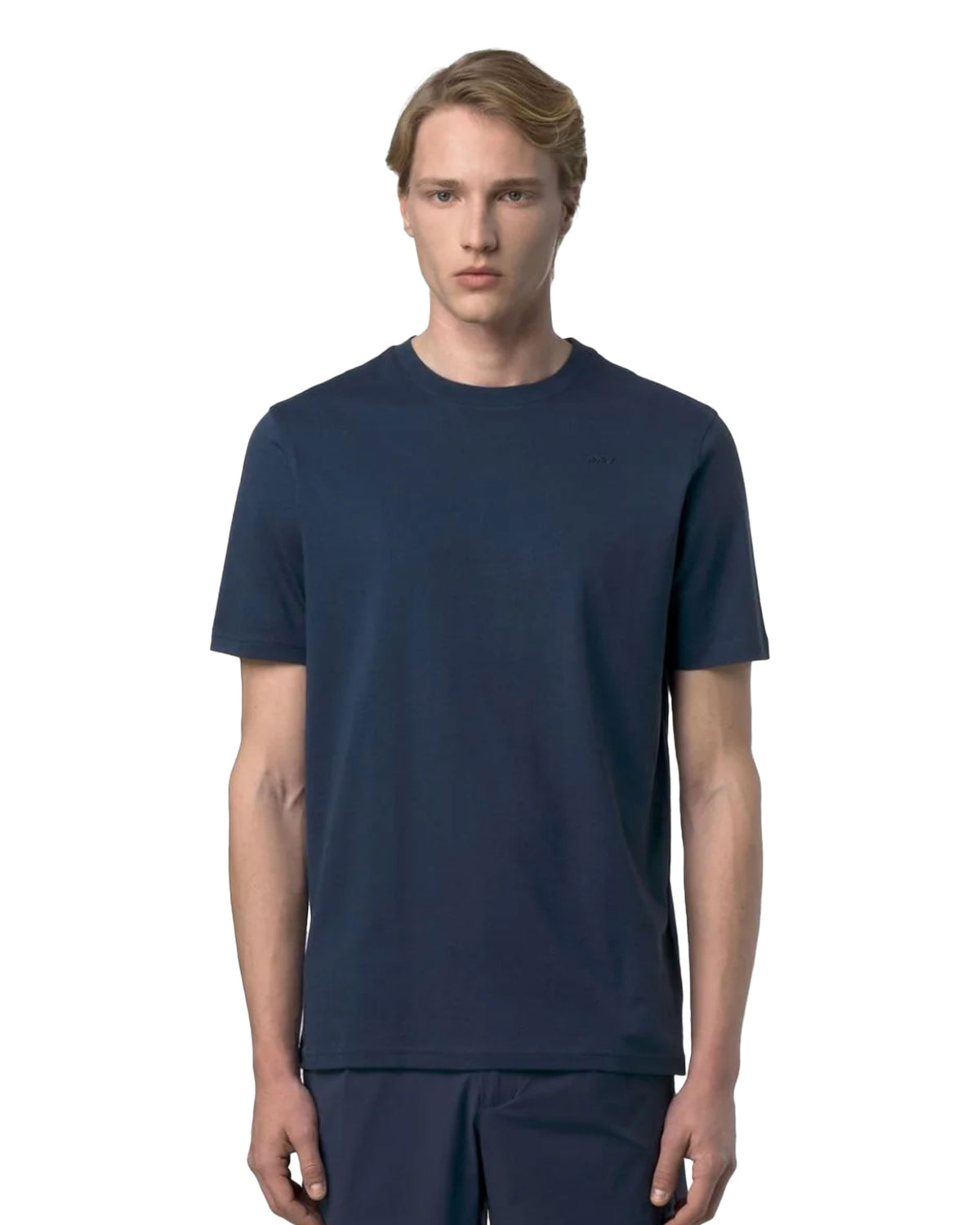 T-Shirt Uomo K-Way Odom Jersey Micro Lettering Blu Chiaro