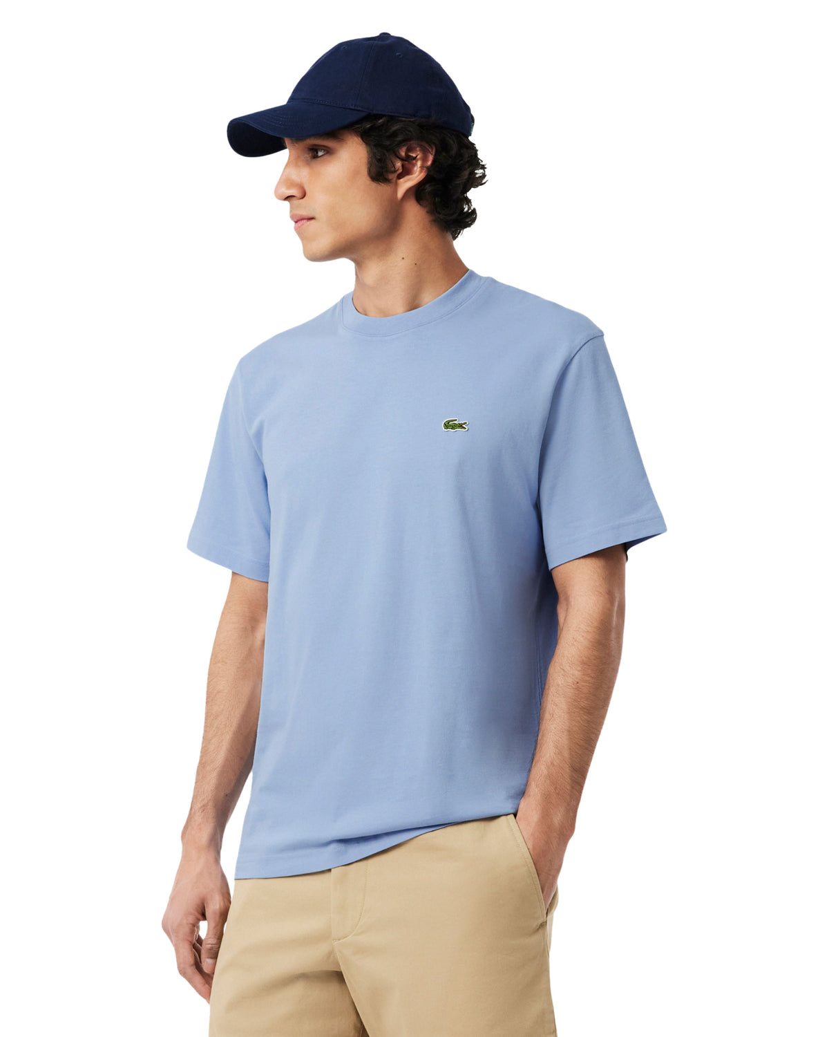 T-Shirt Uomo Lacoste Basic Logo Celeste