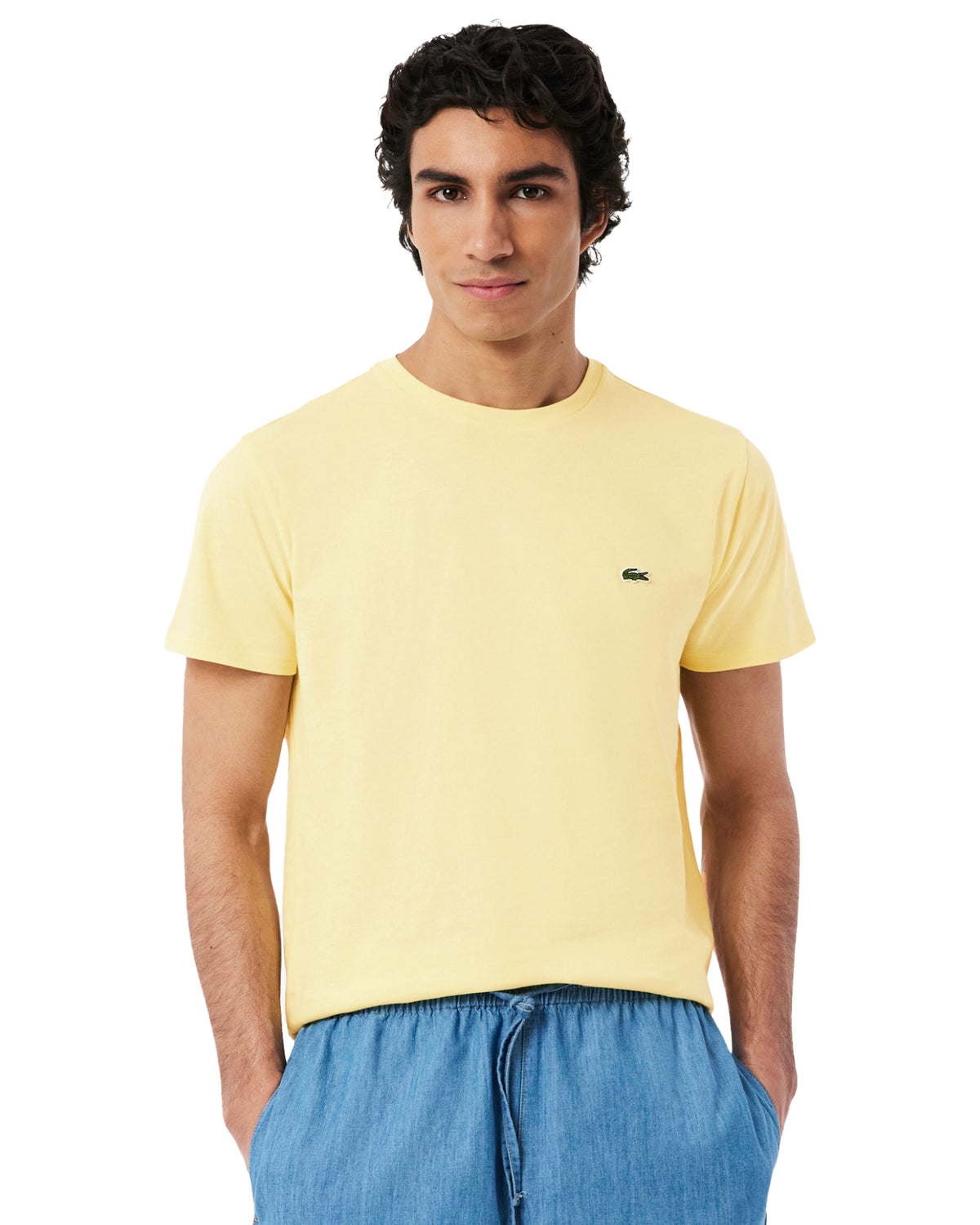 T-Shirt Uomo Lacoste Cotone Pima Giallo