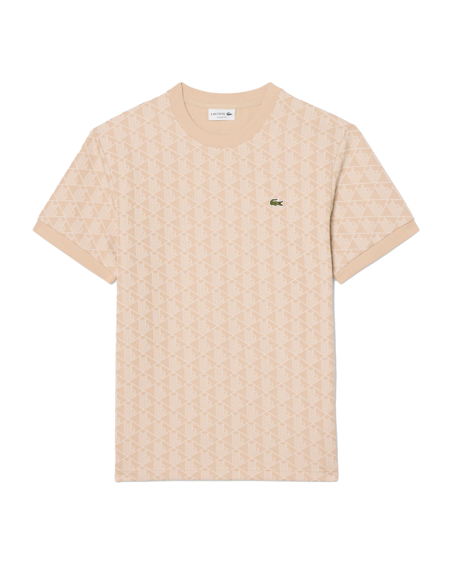 Beige Monogram Jacquard Men's T-Shirt