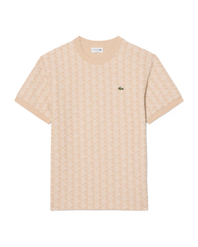 Beige Monogram Jacquard Men's T-Shirt