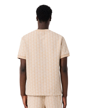 Beige Monogram Jacquard Men's T-Shirt