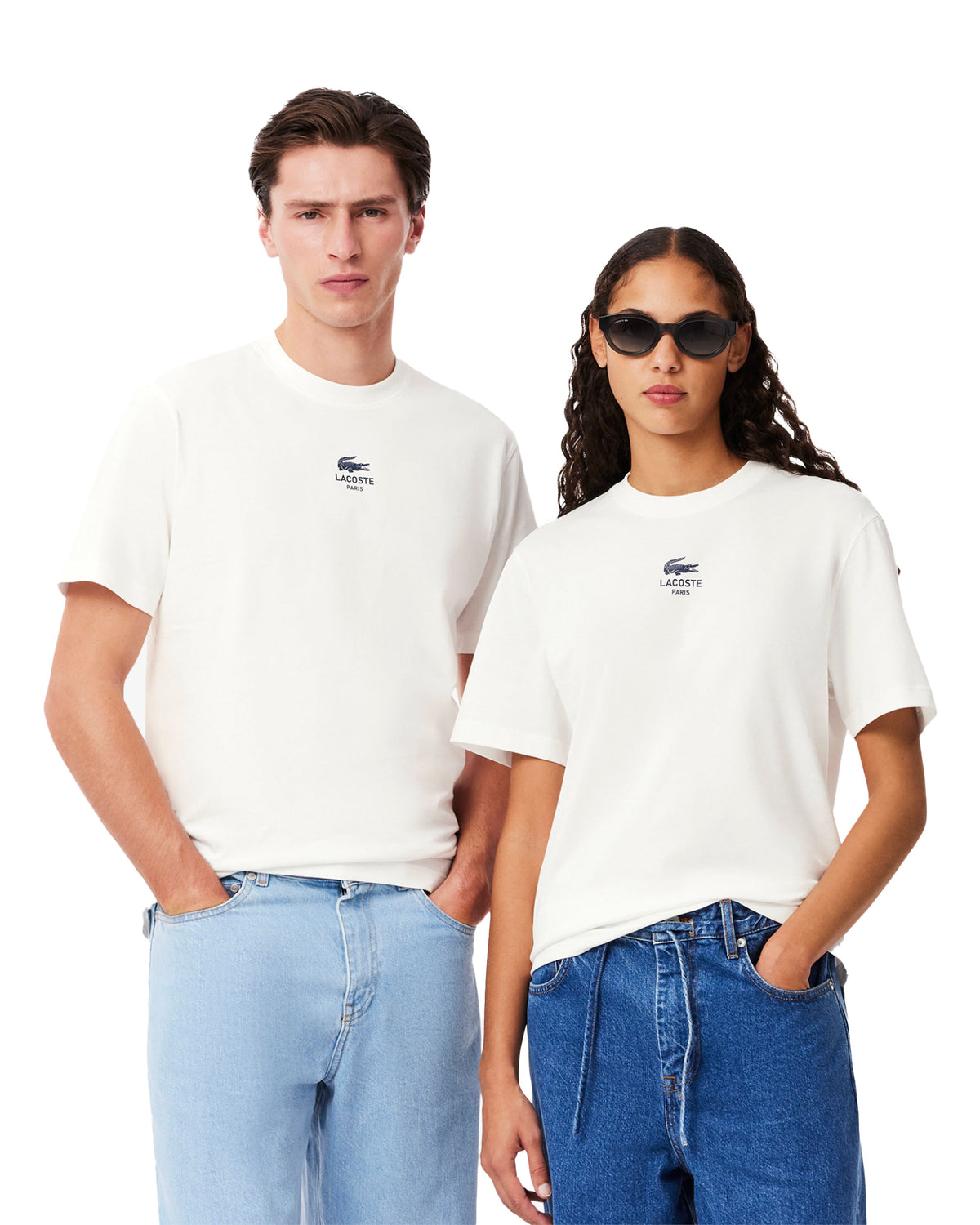T-Shirt Lacoste Logo Centrale Bianco