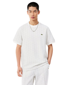 T-Shirt Uomo Lacoste Monogramma Grigio Chiaro