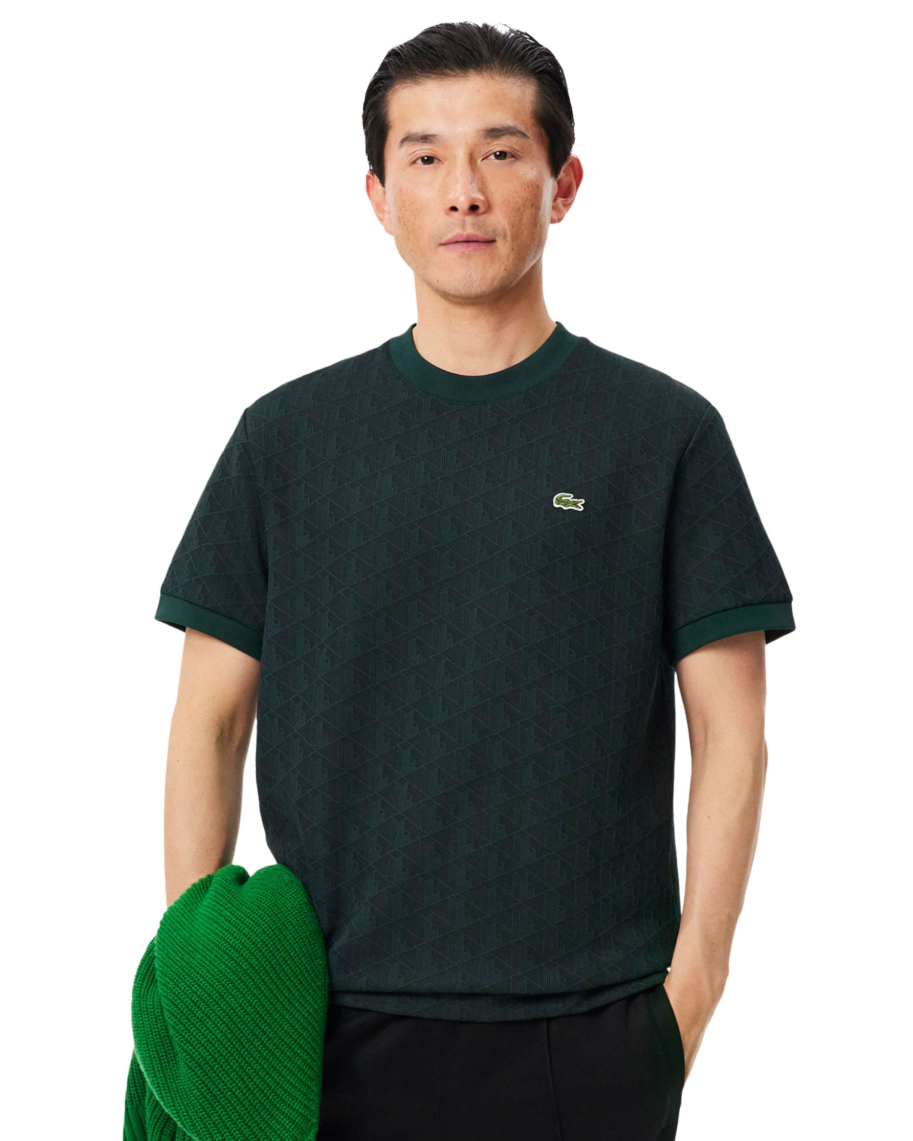 T-Shirt Uomo Lacoste Monogramma Verde Scuro
