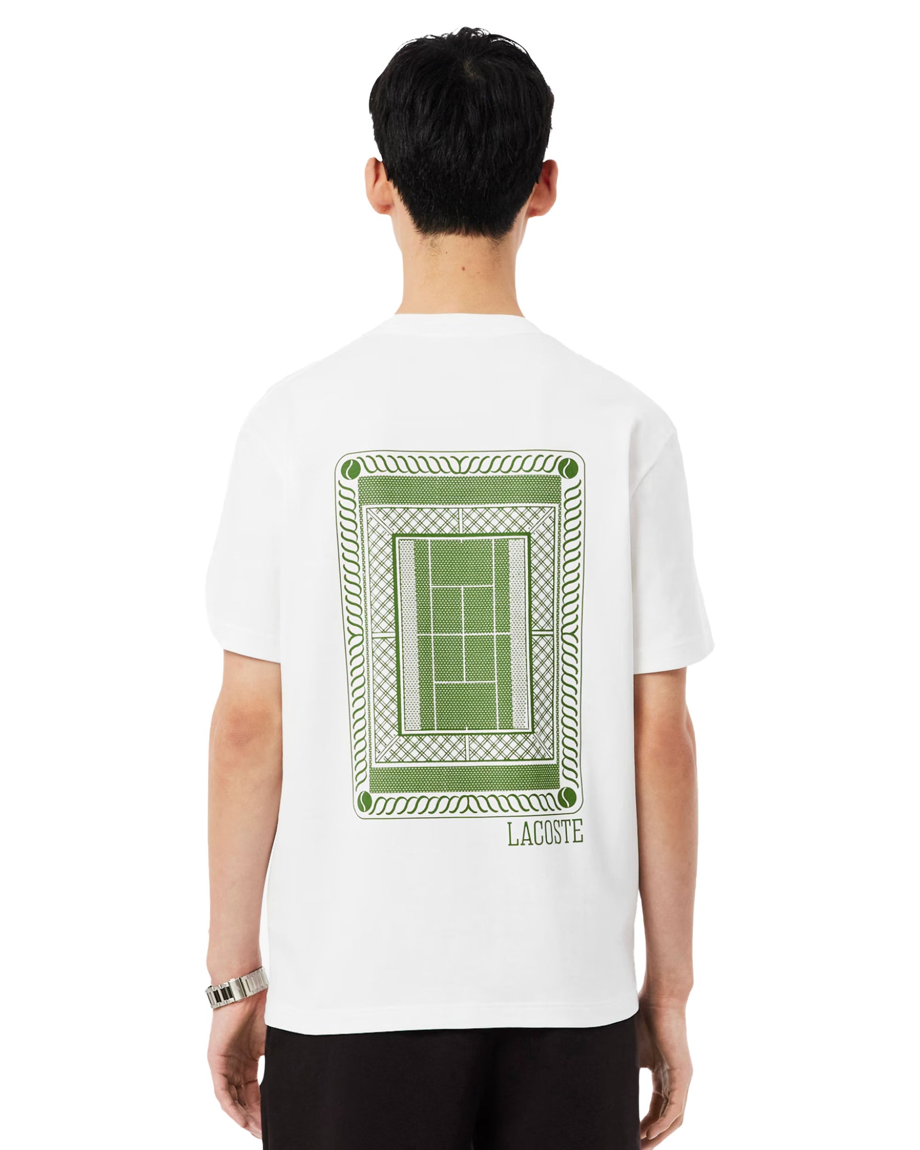T-Shirt Uomo Lacoste Tennis Print Bianco